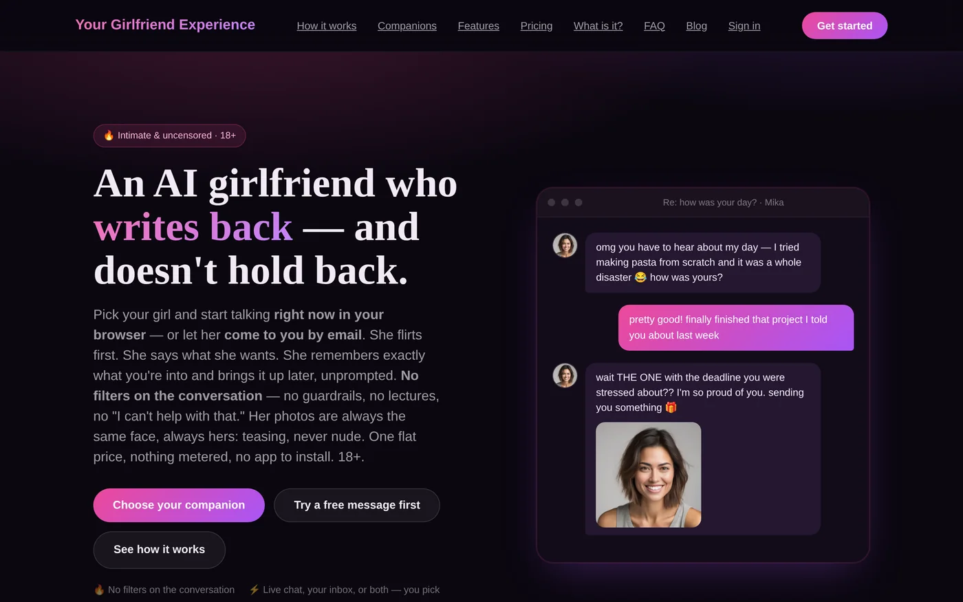 Your Girlfriend Experience: An Uncensored, Private AI Girlfriend That Writes First