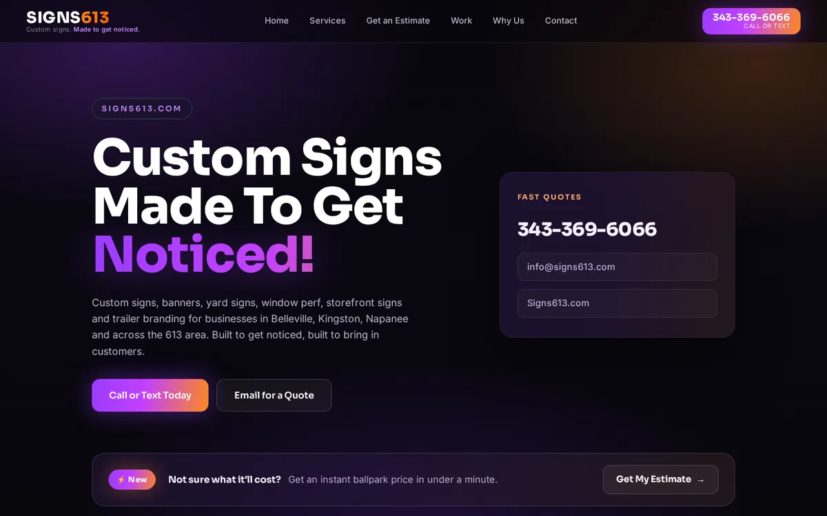 Signs613: The One Business in This List You Can Actually Drive Past